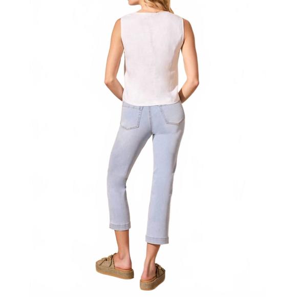 NEW TRIBAL linen blend lined button-front vest in white - Picture 3 of 6